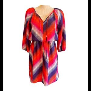 BANANA REPUBLIC Purple Red Knee Length Sheath 3/4 Sleeves Size 4